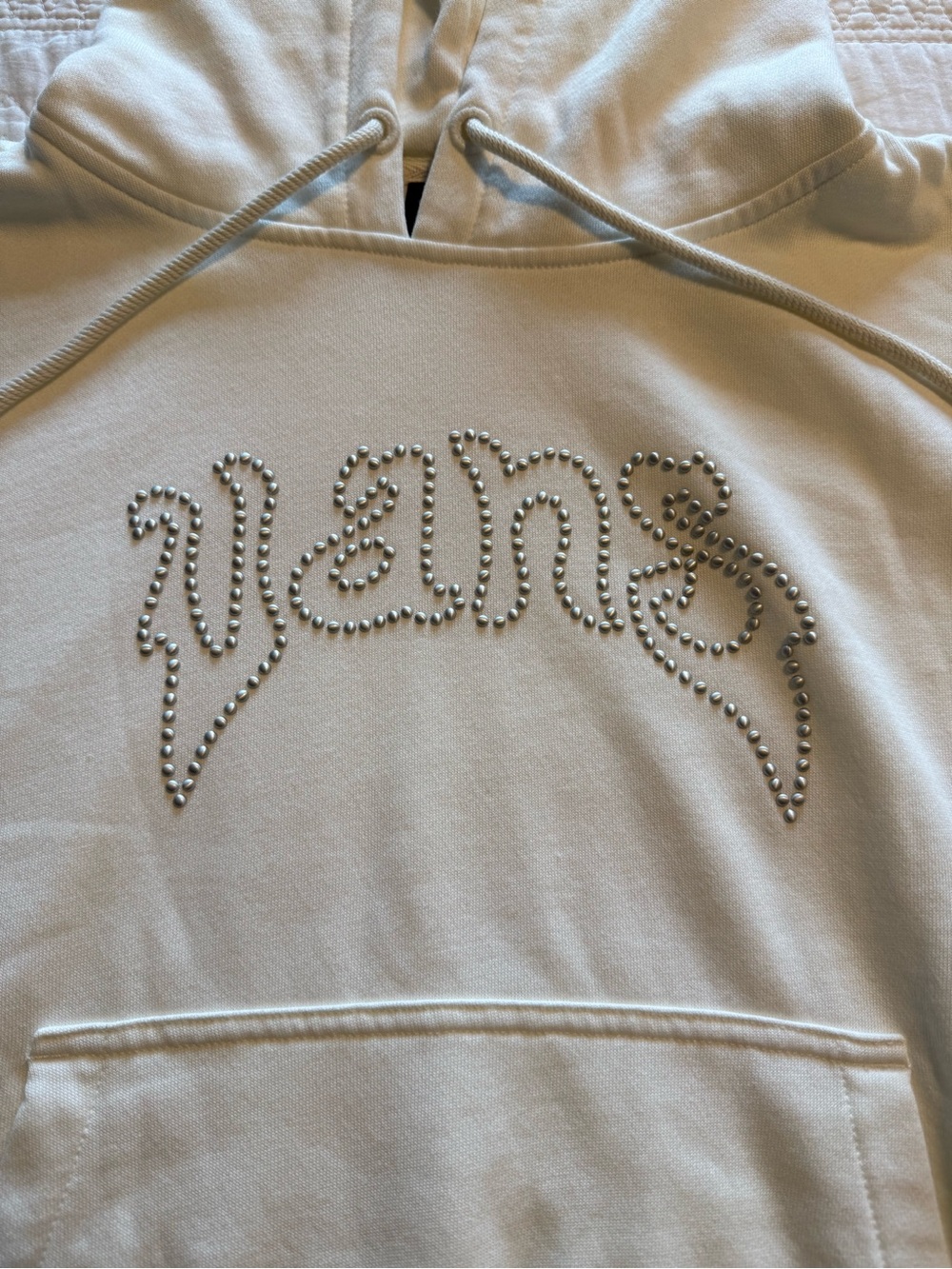 Vans White Hoodie with Silver Stud Logo - Women's Pullover; NWOT